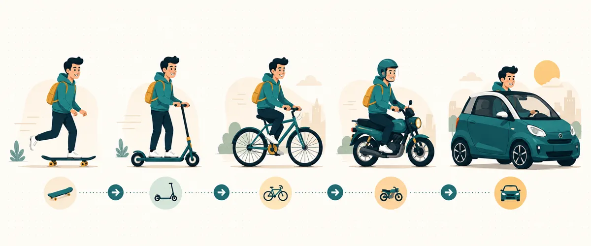 Mô hình tiến hoá MVP của Henrik Kniberg — skateboard → scooter → xe đạp → xe máy → ô tô