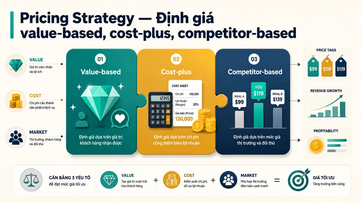 Pricing Strategy — Balance giá trị + giá qua 3 phương pháp
