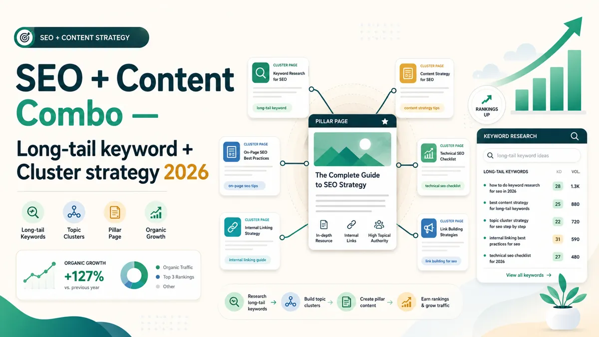 SEO + Content Combo — 2 gears click together = compound traffic